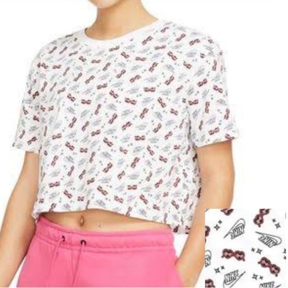 Nike Cropped Stunner Logo and Sunglasses Cotton Tee Size Xl - Picture 1 of 10